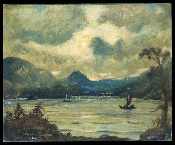 Sailing at Moonlight, Samoa, Louis Michel Eilshemius (American, Newark, New Jersey 1864–1941 New York), Oil on wood, American 