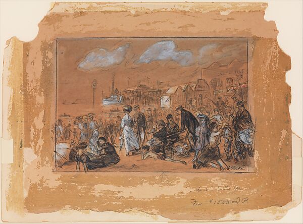 Morning at Coney Island, William James Glackens (American, Philadelphia, Pennsylvania 1870–1938 Westport, Connecticut), Pencil, chalk, and wash on paper, American