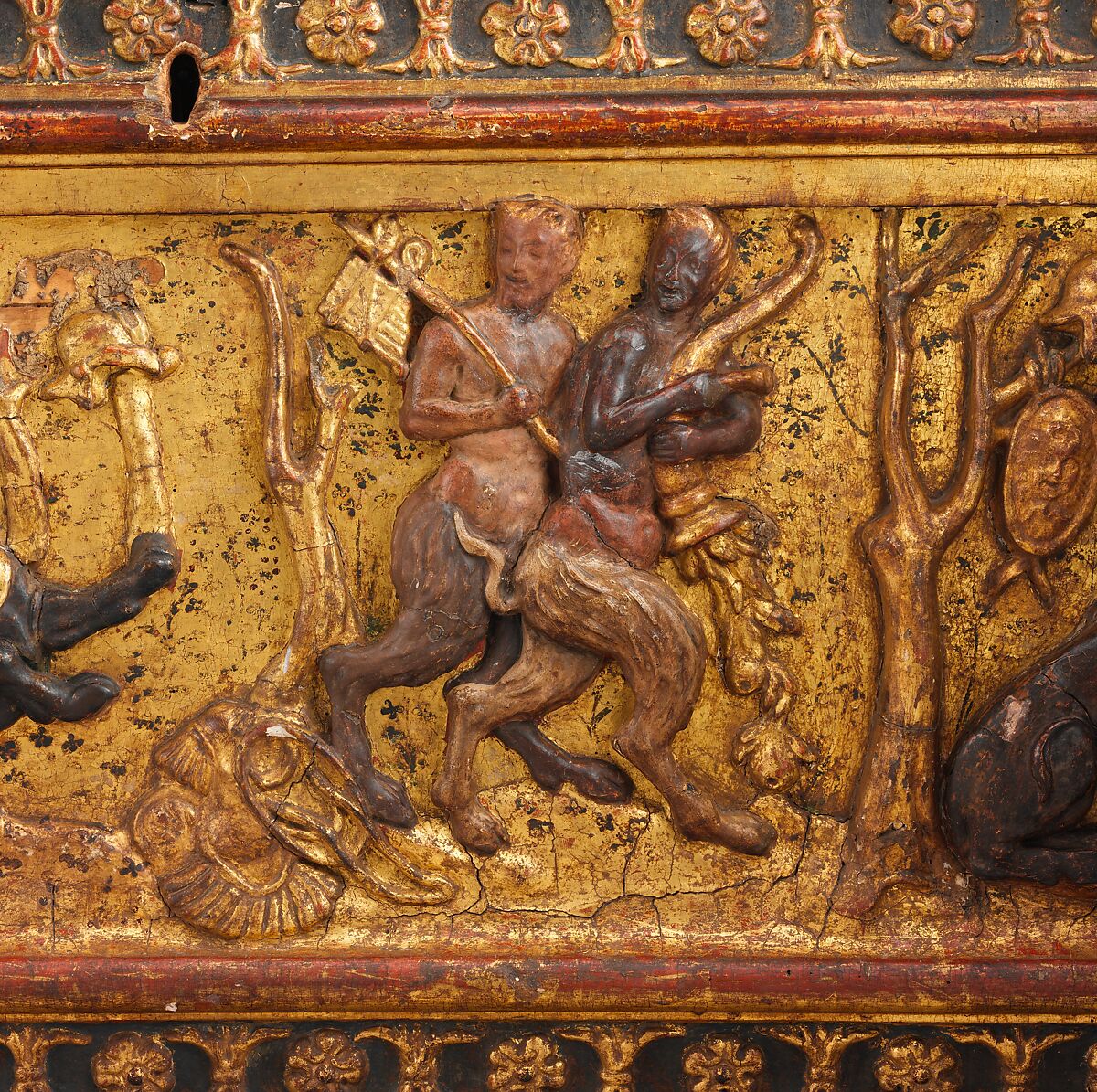 Marriage chest (cassone), Poplar wood; painted and gilded gesso, Italian, Florence or Lucca