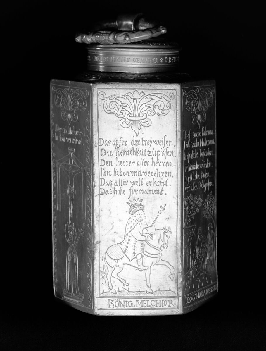 Wine can, Christoph Stange (German, active 1662–1717), Pewter, German, Munich