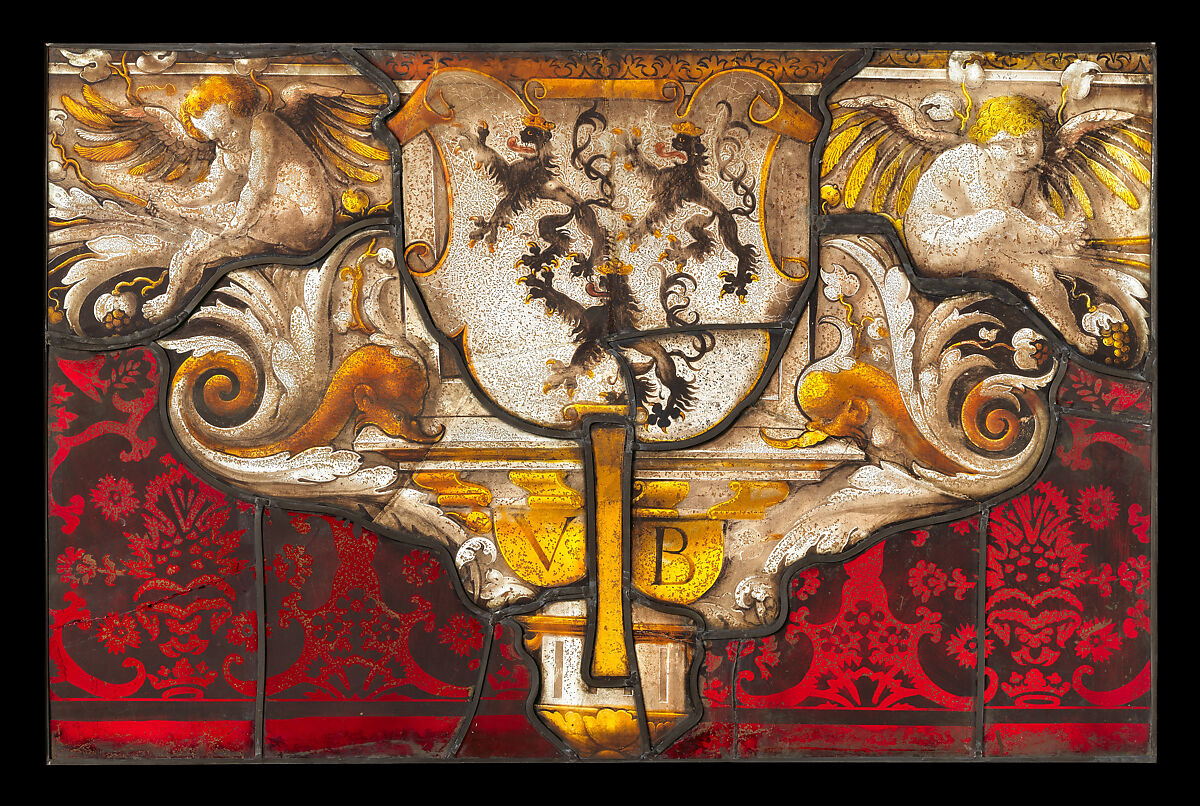 Moses presenting the tablets of law, Valentin Bousch (French, active 1514–41, died 1541), Stained glass, French, Lorraine, Metz