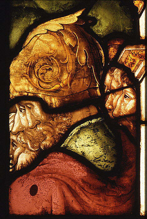 Moses presenting the tablets of law, Valentin Bousch (French, active 1514–41, died 1541), Stained glass, French, Lorraine, Metz