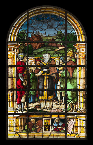 Moses presenting the tablets of law