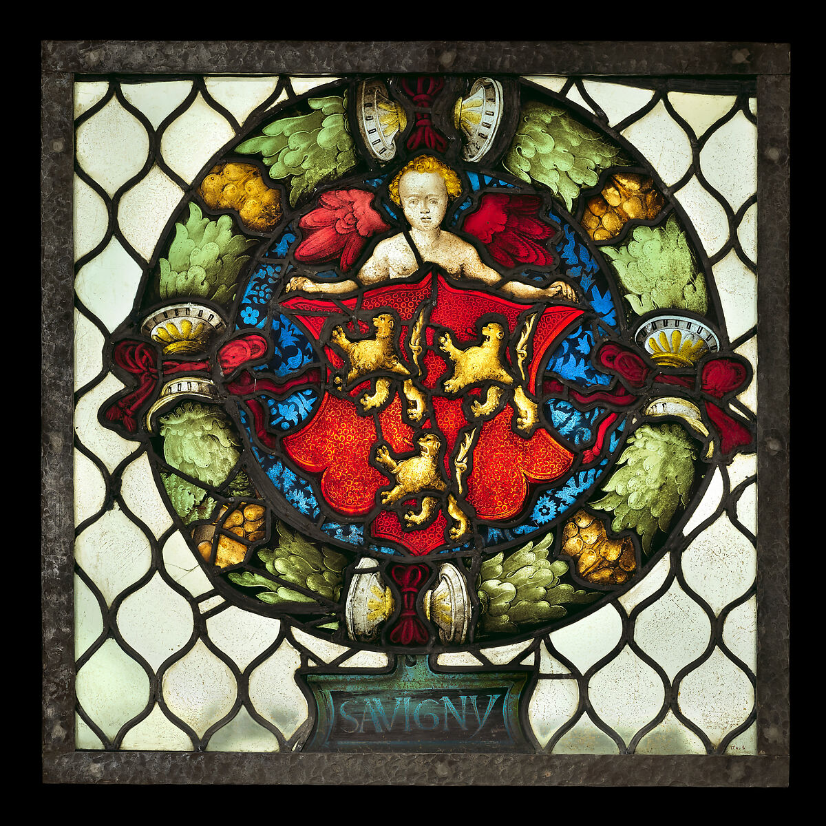 The Savigny Arms, Valentin Bousch (French, active 1514–41, died 1541), Stained glass, French, Lorraine, Metz 