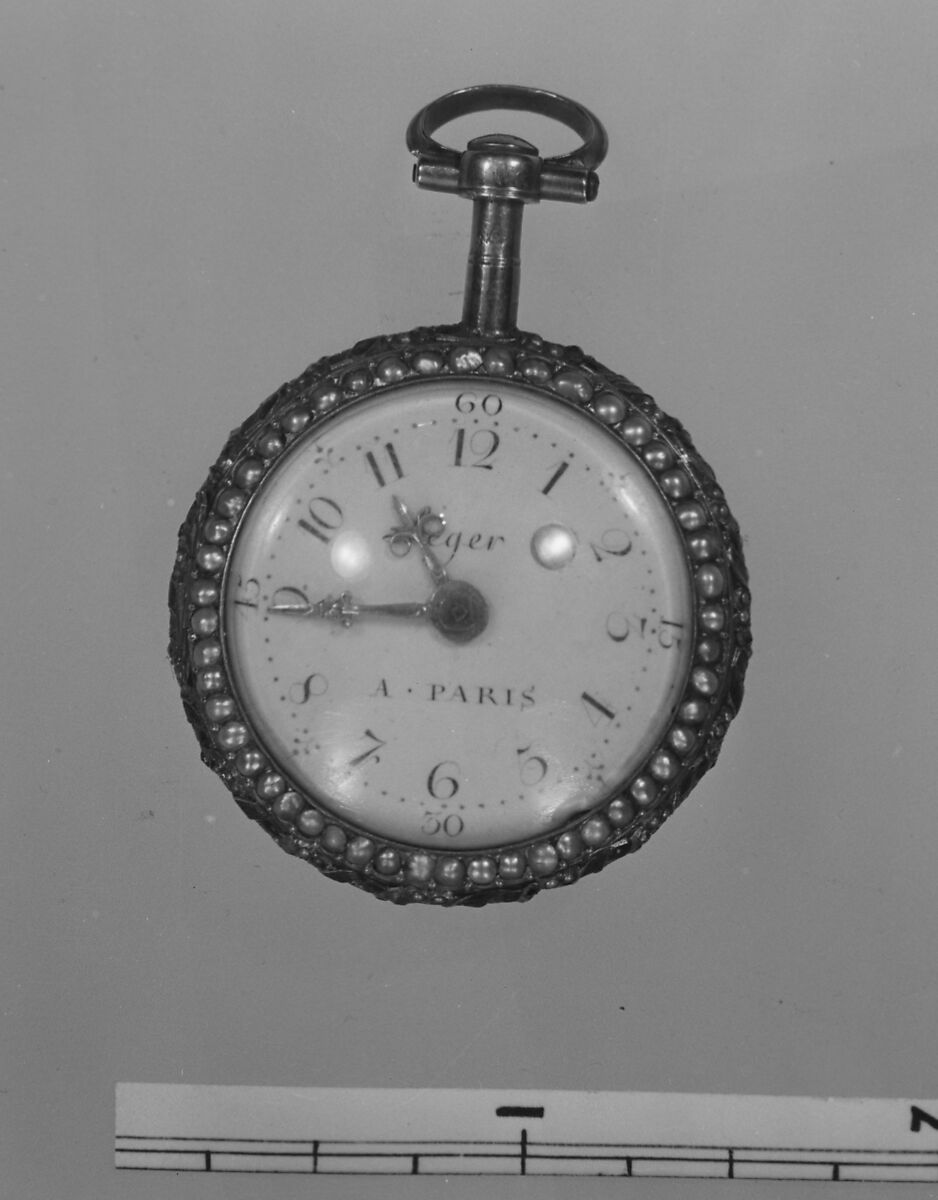 Watch, Watchmaker: Leger (active Paris, ca. 1780), Gold, painted enamel, pearls, garnets, French, Paris