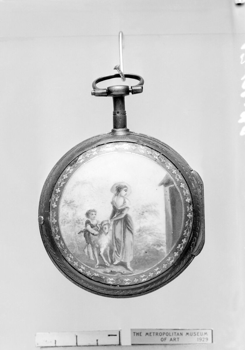 Watch, Watchmaker: J.C. Scherer, Copper gilt, enamel, Swiss, Geneva 