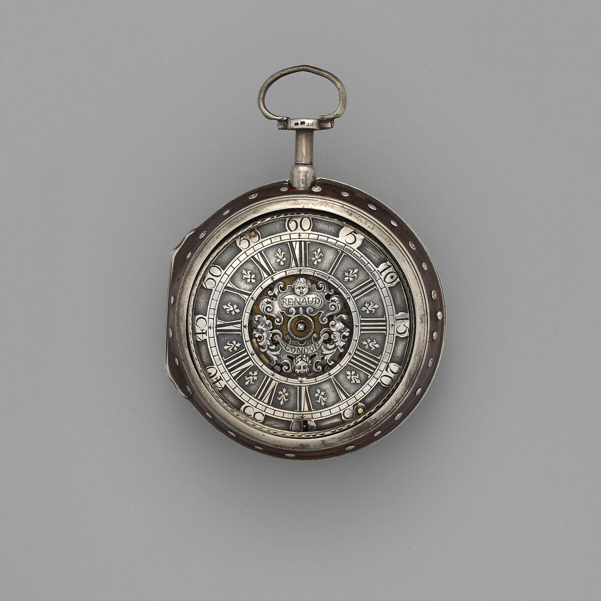 Repeater watch, Watchmaker: William Webster (British, Clockmakers&#39; Company 1710–34, died 1735), Copper, enamel, silver, British, London 