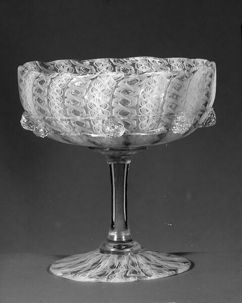 Filigree Champagne Glass, Blown glass, British, possibly 