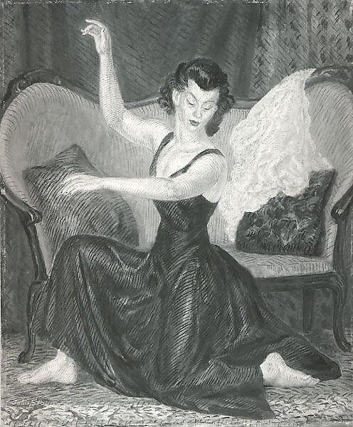 The Green Dance Dress, John Sloan (American, Lock Haven, Pennsylvania 1871–1951 Hanover, New Hampshire), Oil on Masonite, American 