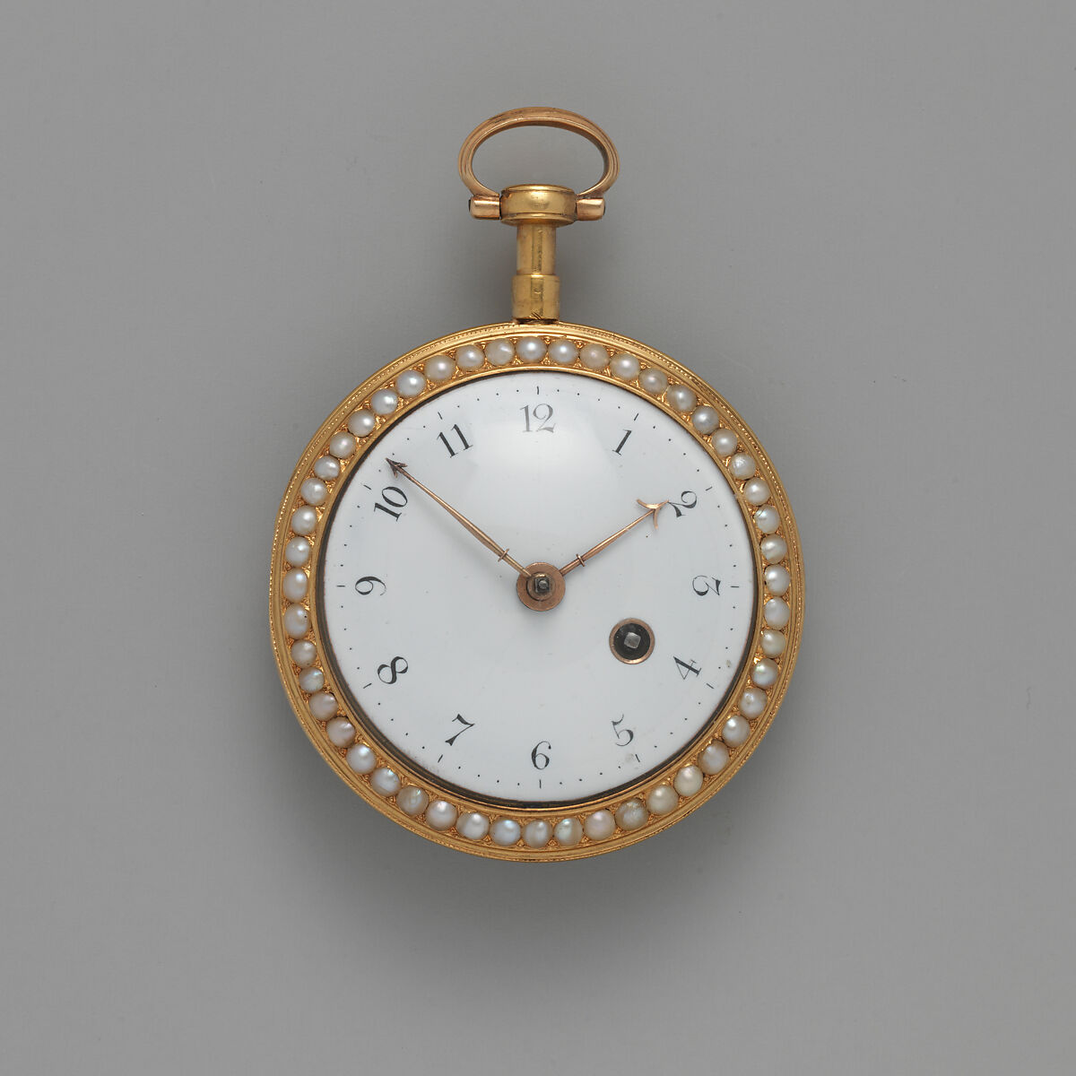 Watch, Workshop of Wetherell &amp; Janaway (active 1785–94), Case: gold, pearls, enamel, silver set with diamonds and opal; Movement: with diamond endstone, British, London 