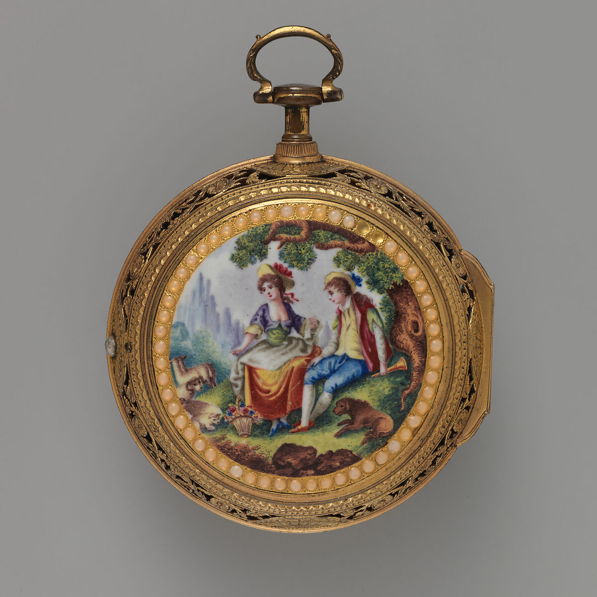 Watch, Watchmaker: William Travers (active 1781–1811), Gilt bronze, enamel, rhinestones, British, London