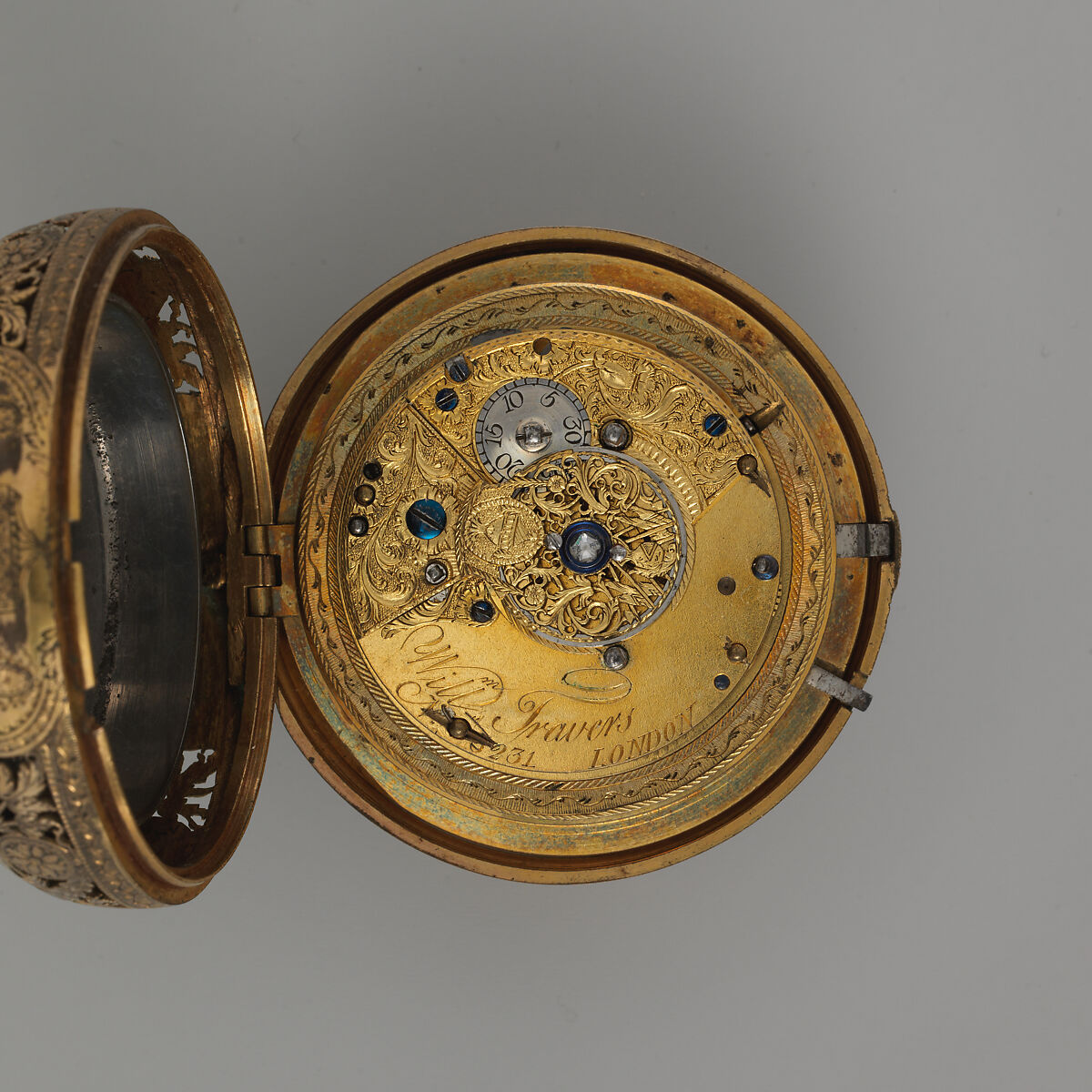 Watch, Watchmaker: William Travers (active 1781–1811), Gilt bronze, enamel, rhinestones, British, London