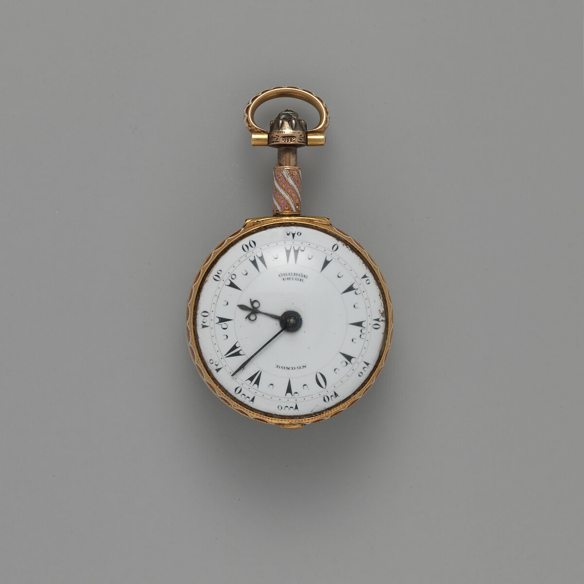Repeating watch, Watchmaker: George Prior (active 1800–1830), Gold, enamel, British, London