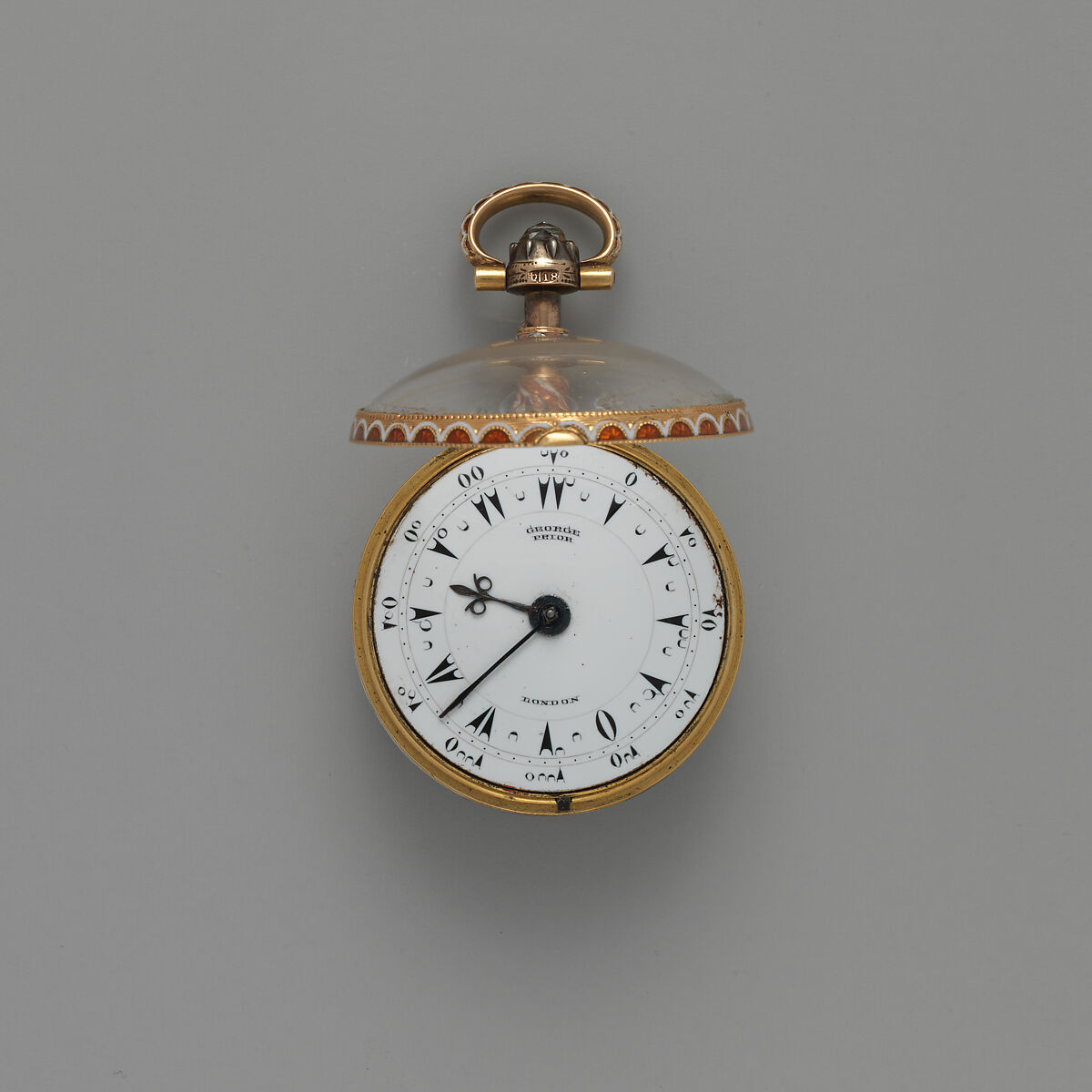 Repeating watch, Watchmaker: George Prior (active 1800–1830), Gold, enamel, British, London