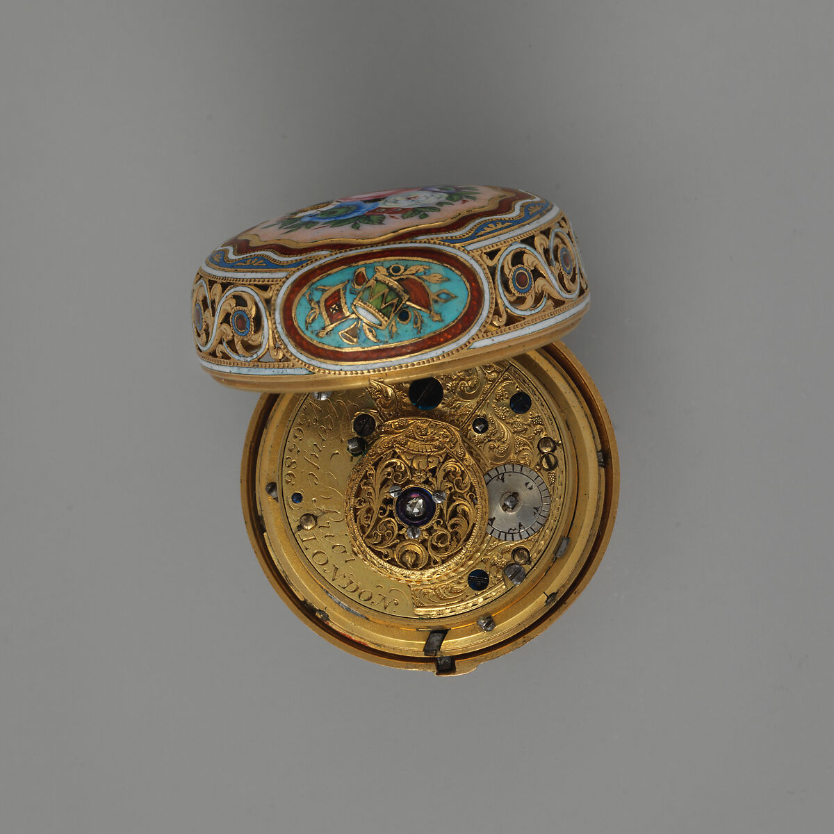 Repeating watch, Watchmaker: George Prior (active 1800–1830), Gold, enamel, British, London