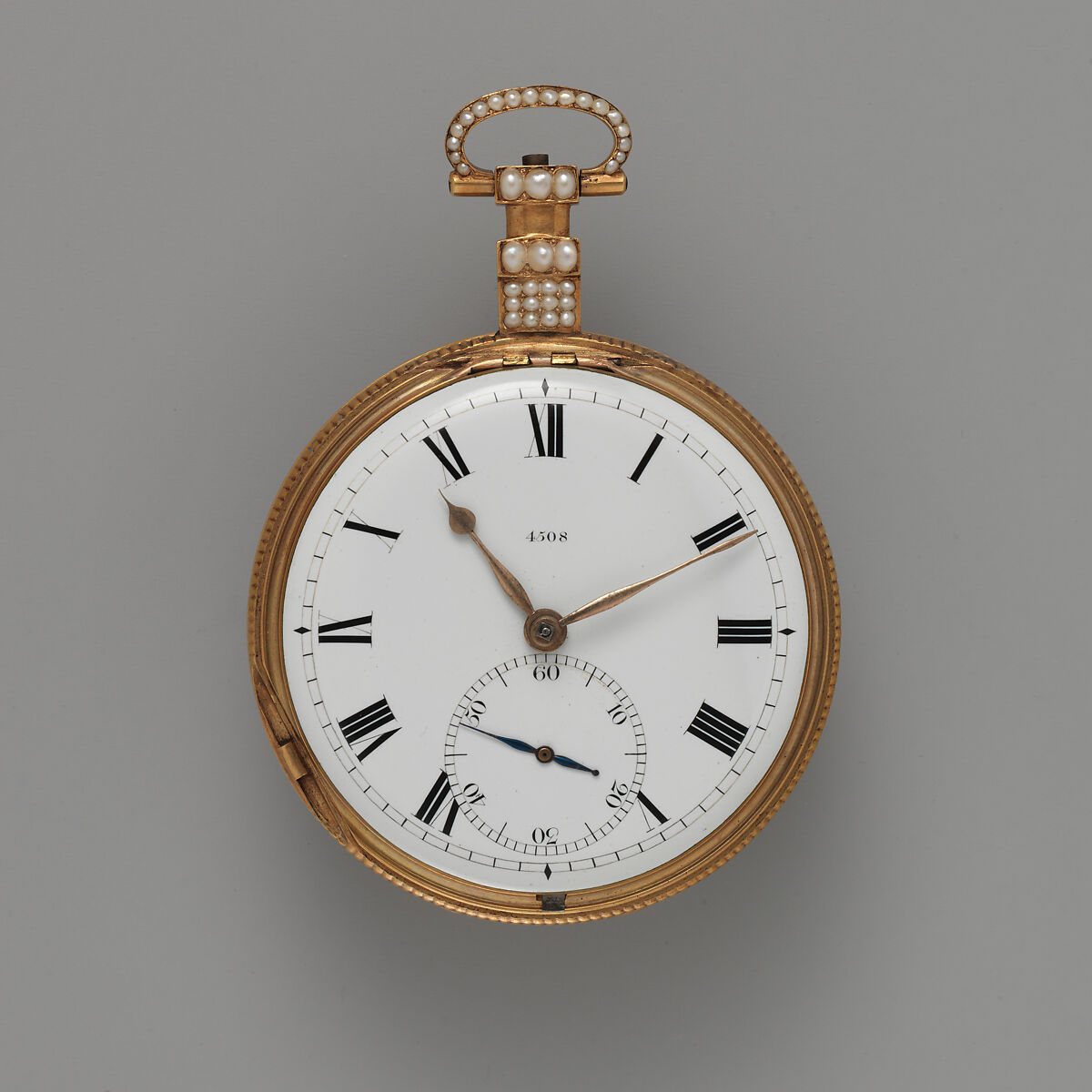 Watch, Watchmaker: Grayhurst, Harvey &amp; Co. (recorded 1805–30), Case of gold, enamel, and pearls, with floral design; jeweled movement, with ruby cylinder escapement, British, London