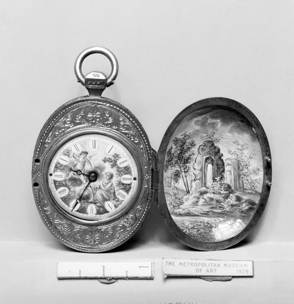 Watch, White metal gilt, painted enamel, Austrian, Vienna 