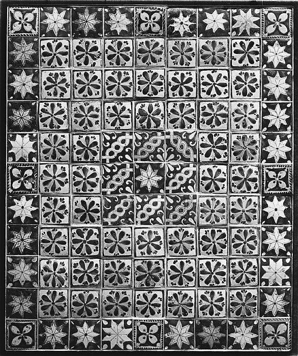 Panel of tiles (99), Tin-enameled earthenware, Mexican 