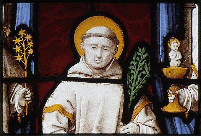 Saint Bruno, founder of the Carthusian Order, with other saints, Stained glass, possibly Flemish, Leuven
