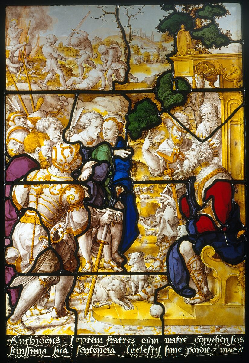 Martyrdom of the Seven Maccabee Brothers and Their Mother, Dirck Vellert  Netherlandish, Stained glass, Flemish, Antwerp