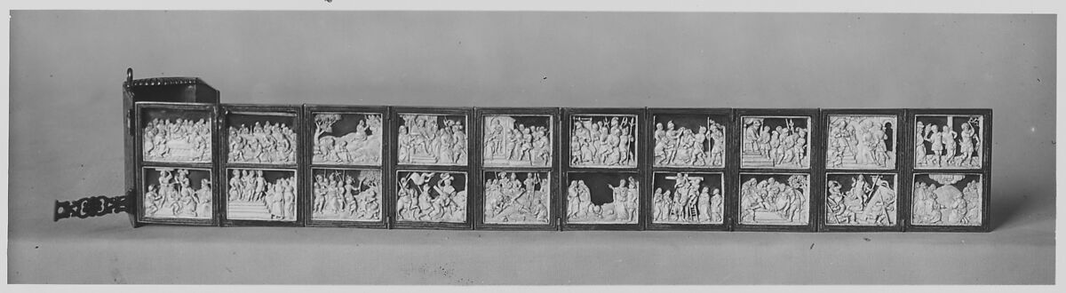 Book of plaques with scenes from the Passion, Ivory and copper-gilt, Flemish 