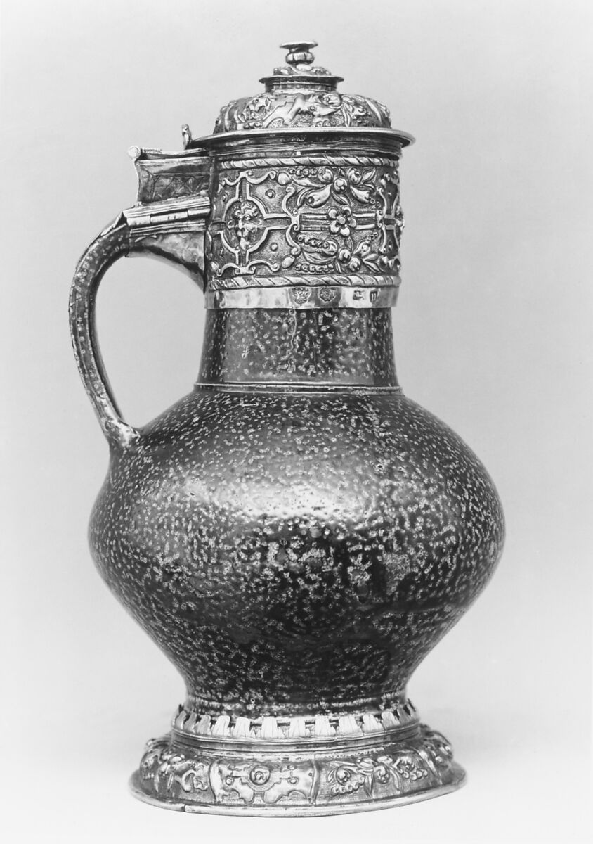 Jug, Possibly William Cocknidge, Stoneware, silver gilt, British, London 