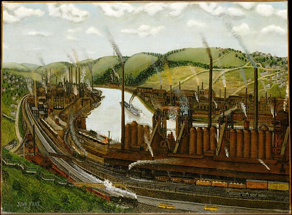 The Monongahela River Valley, Pennsylvania, John Kane (America, West Calder, Scotland 1860–1934 Pittsburgh, Pennsylvania), Oil on canvas, American 