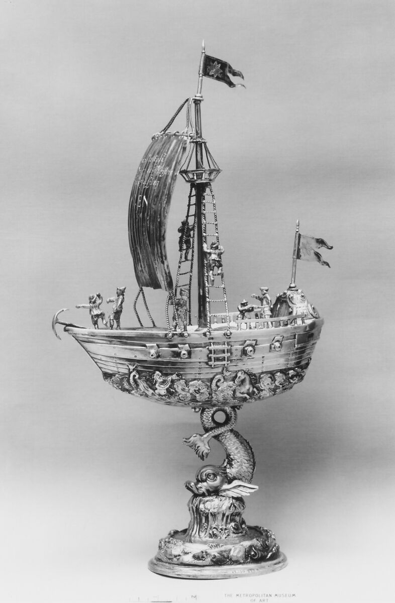 Ship, Salomon Dreyer (ca. 1699–1762, master 1735), Silver gilt, German, Augsburg 