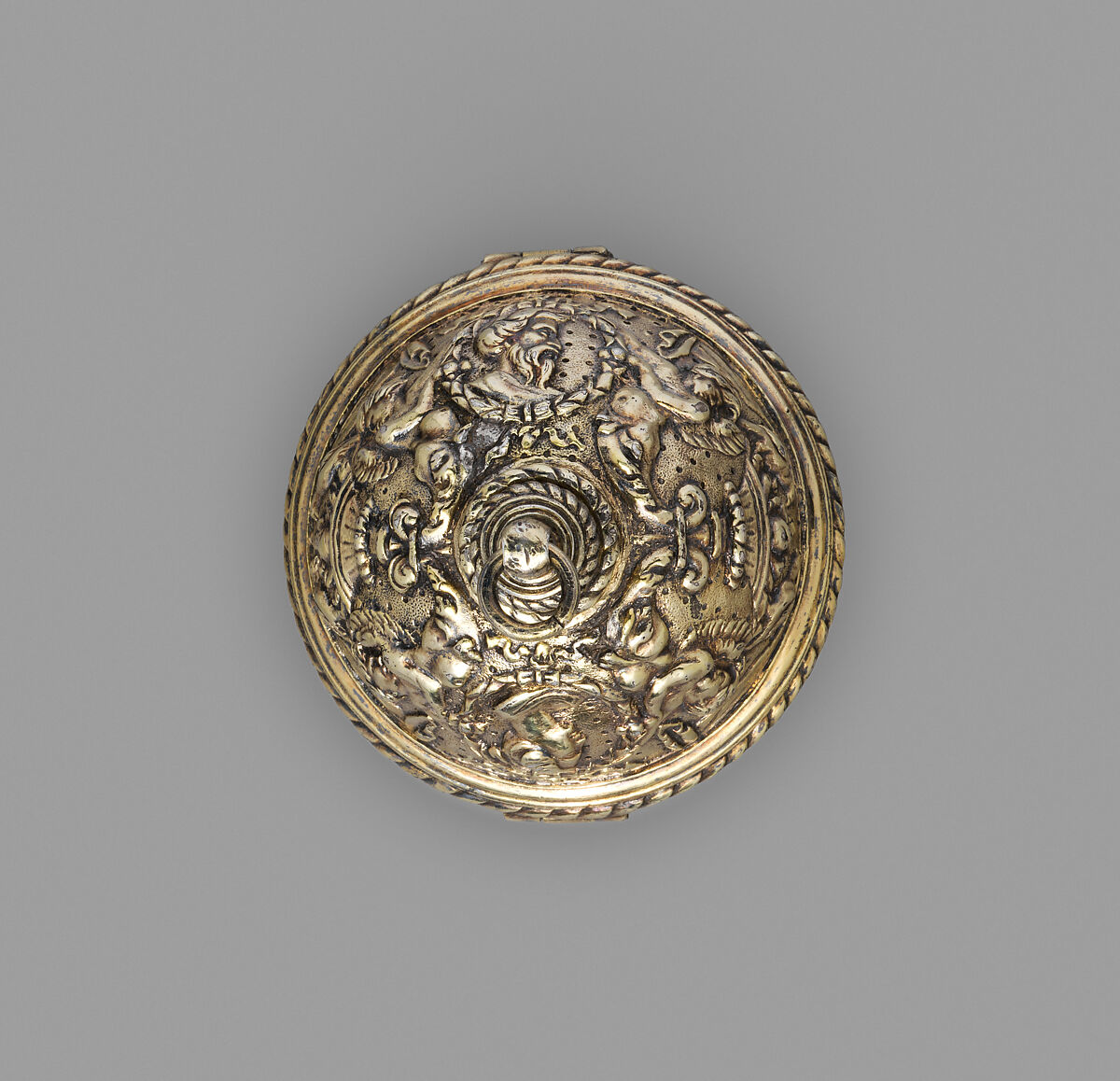 Rosary bead, Boxwood, gilded silver, Flemish