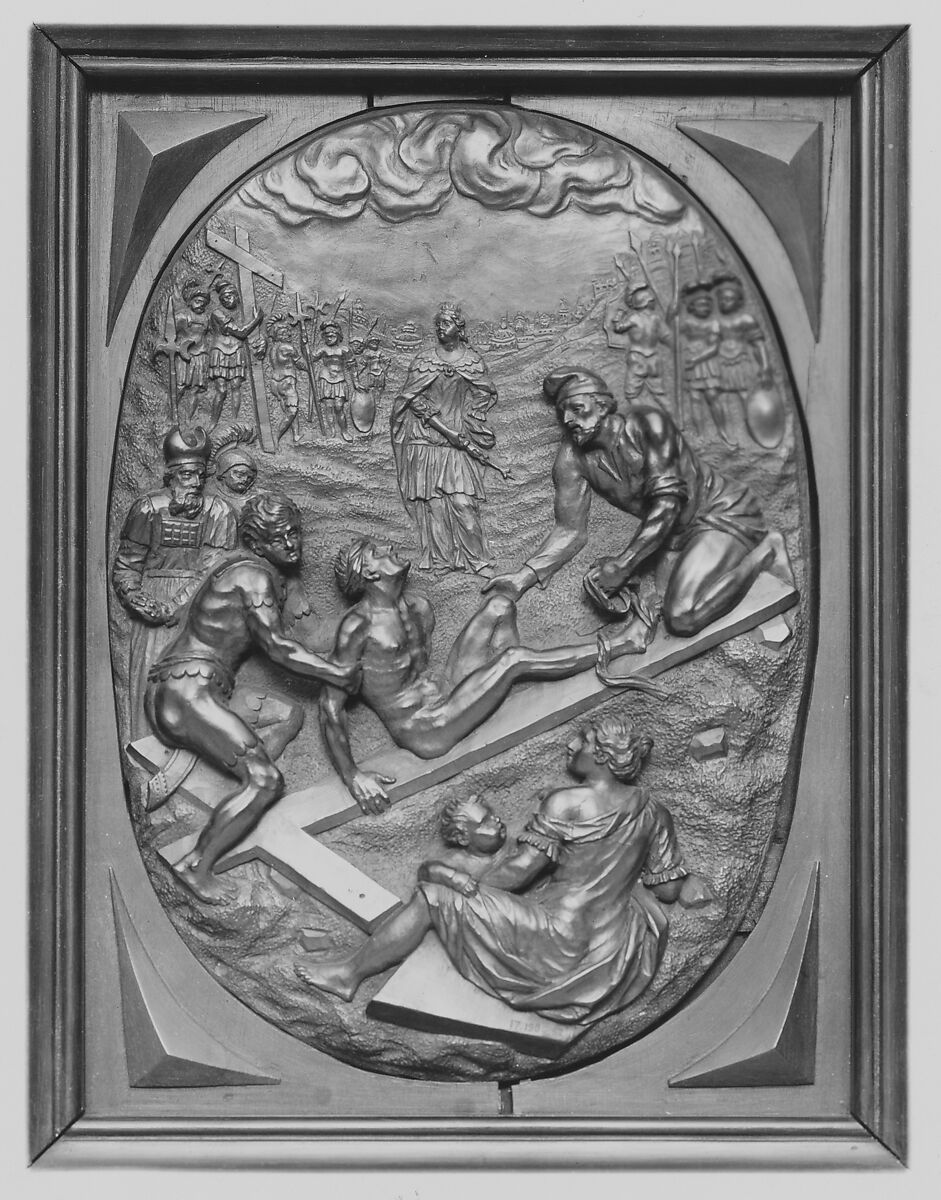 The Invention of the Cross, Boxwood; frame: black wood, Flemish 