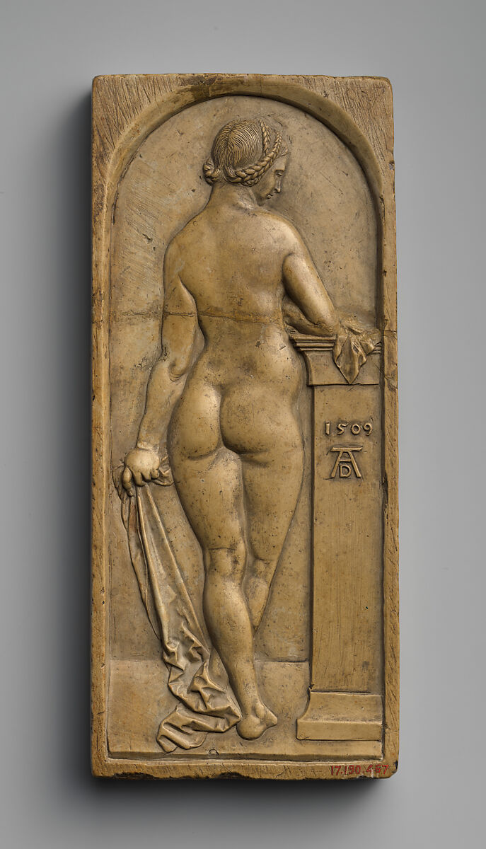 Female Nude Seen from Behind, After a composition by Albrecht Dürer (German, Nuremberg 1471–1528 Nuremberg), Honestone, German 