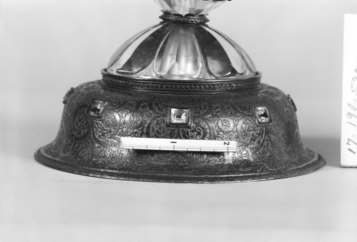 Pair of candelabra, Rock crystal, silver gilt, German, Freiburg im Breisgau