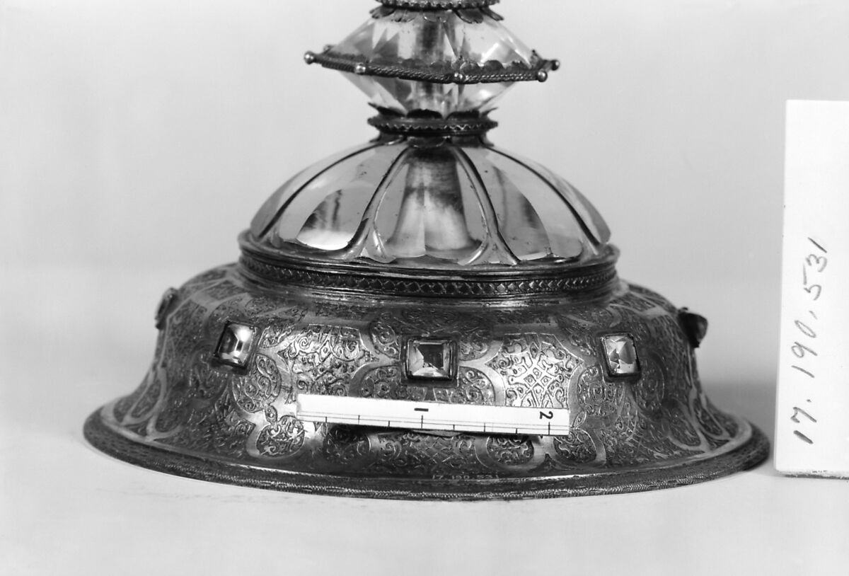 Pair of candelabra, Rock crystal, silver gilt, German, Freiburg im Breisgau