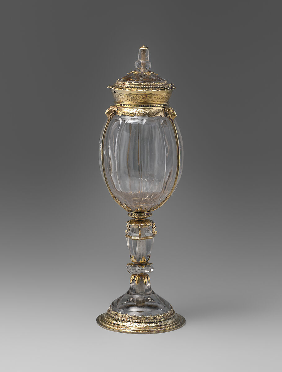 Cup with cover, Rock crystal, partly gilded silver mounts, German, Freiburg im Breisgau