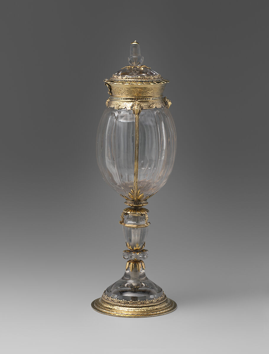 Cup with cover, Rock crystal, partly gilded silver mounts, German, Freiburg im Breisgau