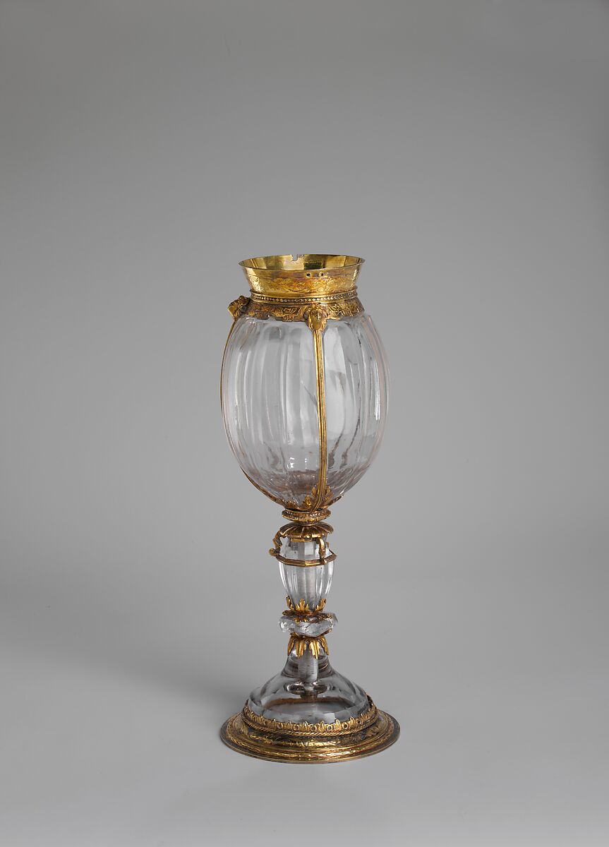 Cup with cover, Rock crystal, partly gilded silver mounts, German, Freiburg im Breisgau