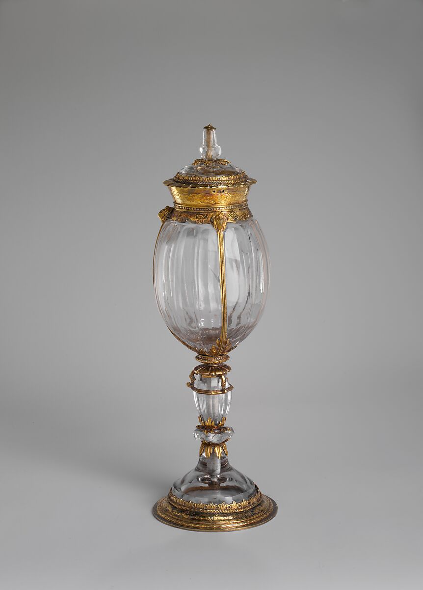 Cup with cover, Rock crystal, partly gilded silver mounts, German, Freiburg im Breisgau
