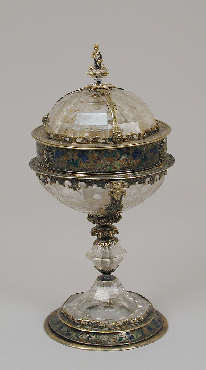 Cup with cover, Anton Schweinberger (1587–1603), Crystal, gold, enamel, gilt, German, Augsburg 