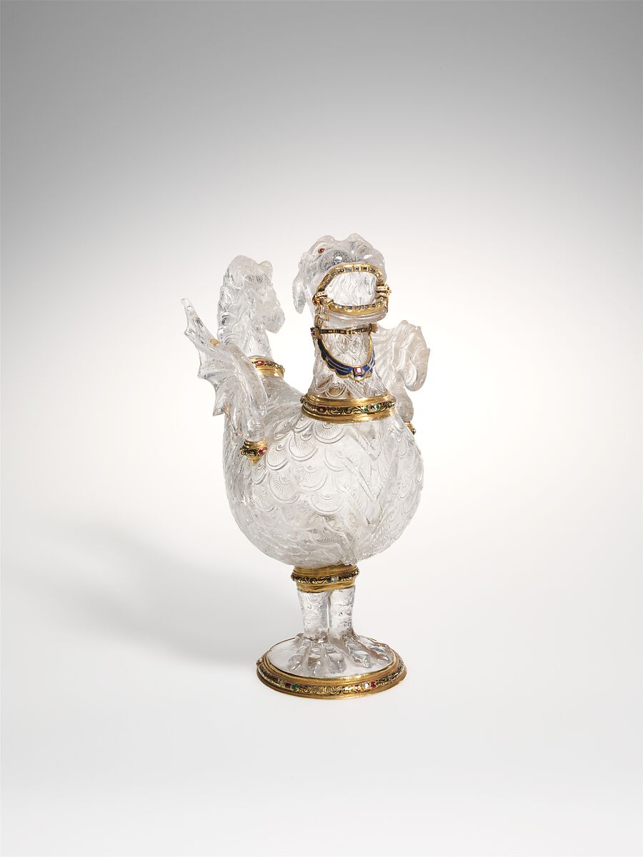 Table ornament in the form of a monster, Workshop of The Saracchi, Milan, Rock crystal, enameled gold mounts, set with diamonds and rubies, Italian, Milan