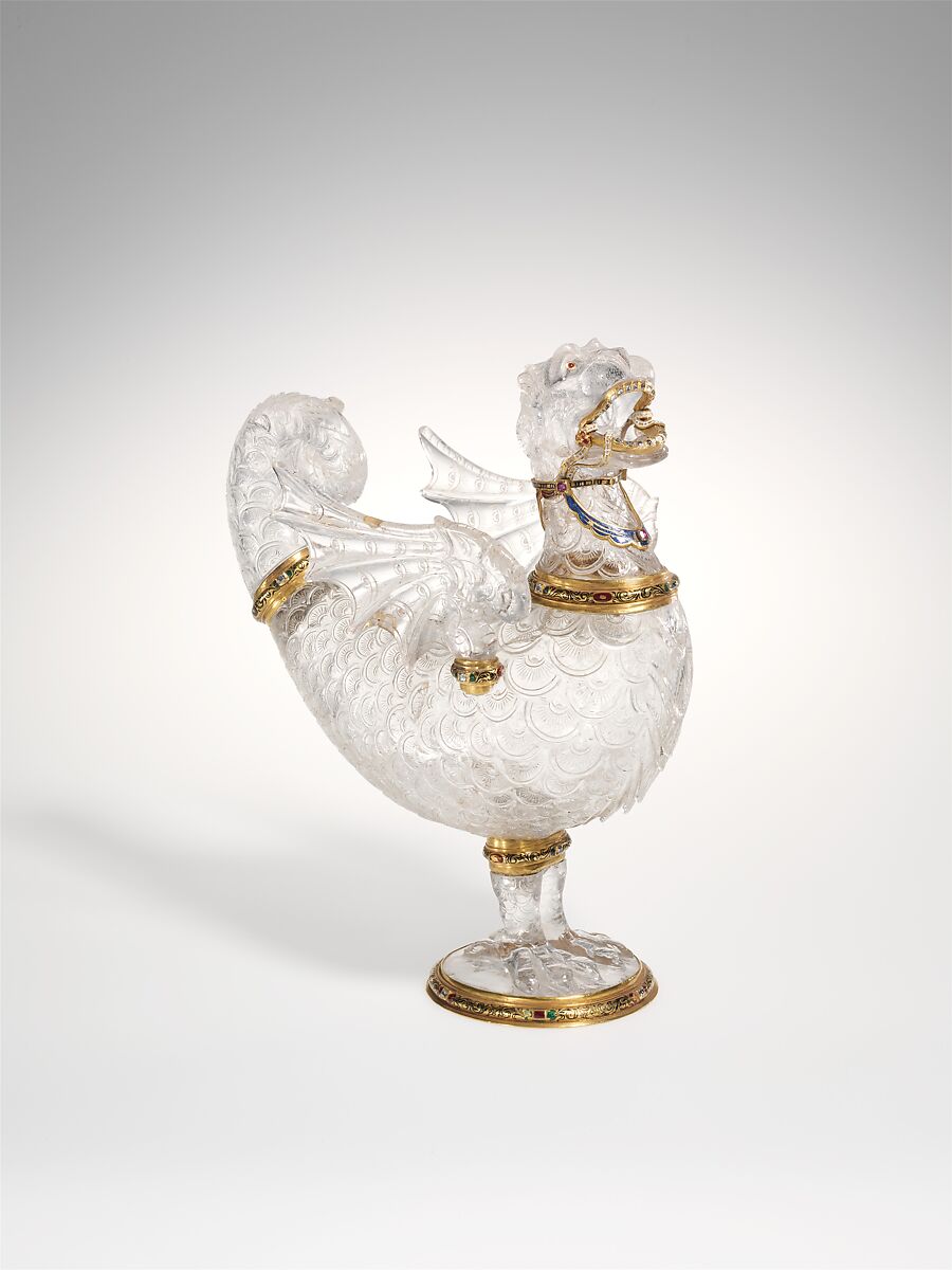 Gold crystal high vase with birds