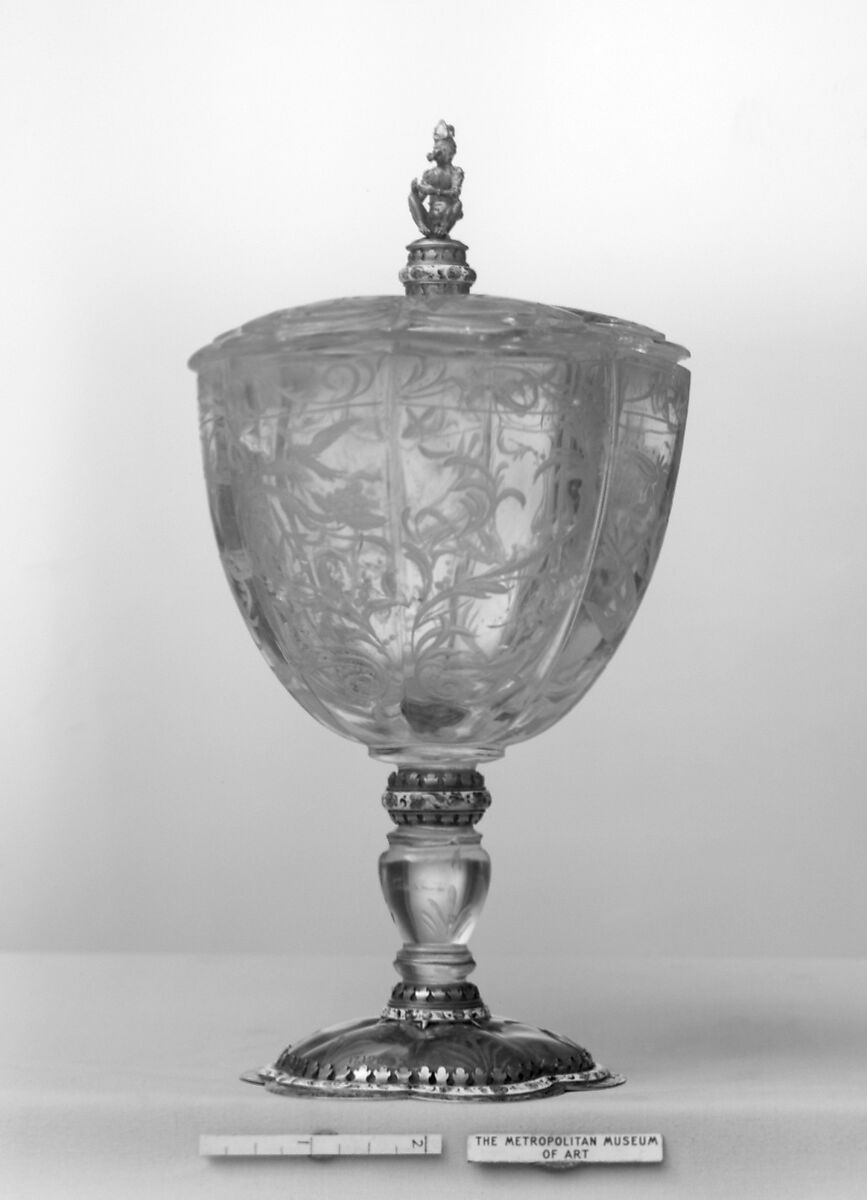 Vase with cover, Possibly by Imperial Court Workshop, Prague, Rock crystal, gold, enamel, gems, German or Bohemian, Prague