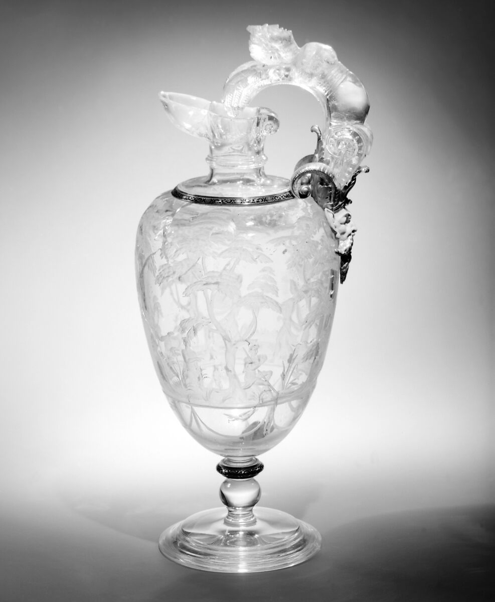 Ewer, Mounts probably by Charles Duron, Rock crystal, gold, enamel, Italian, Milan with probably French, Paris mounts