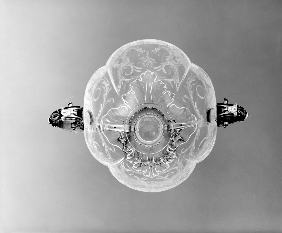 Two-handled cup, Circle of Dionysio Miseroni (Bohemian, Prague 1607–1661 Vienna), Rock crystal, enameled gold, Bohemian, Prague