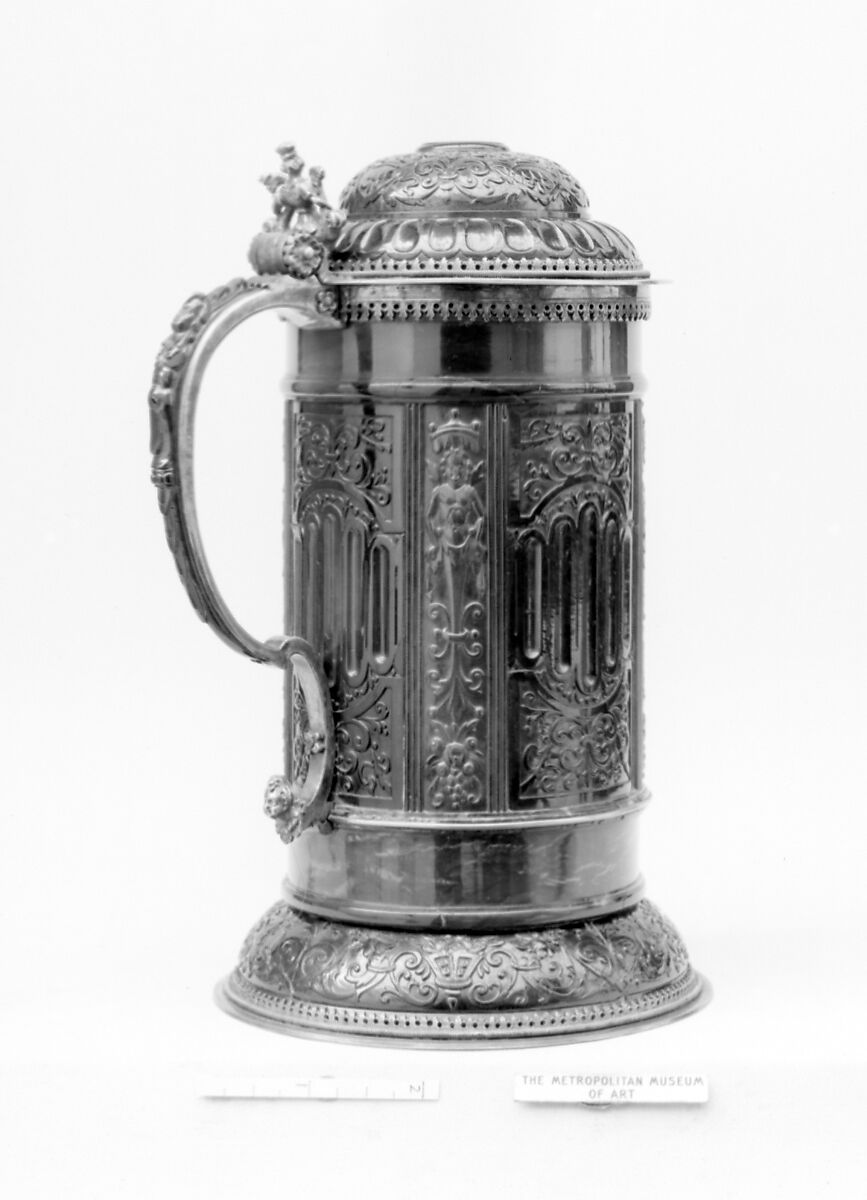 Tankard, Mounts by Andreas Meyer (active ca. 1608–47 in Köningsberg), Amber, silver-gilt mounts, German, Königsberg 