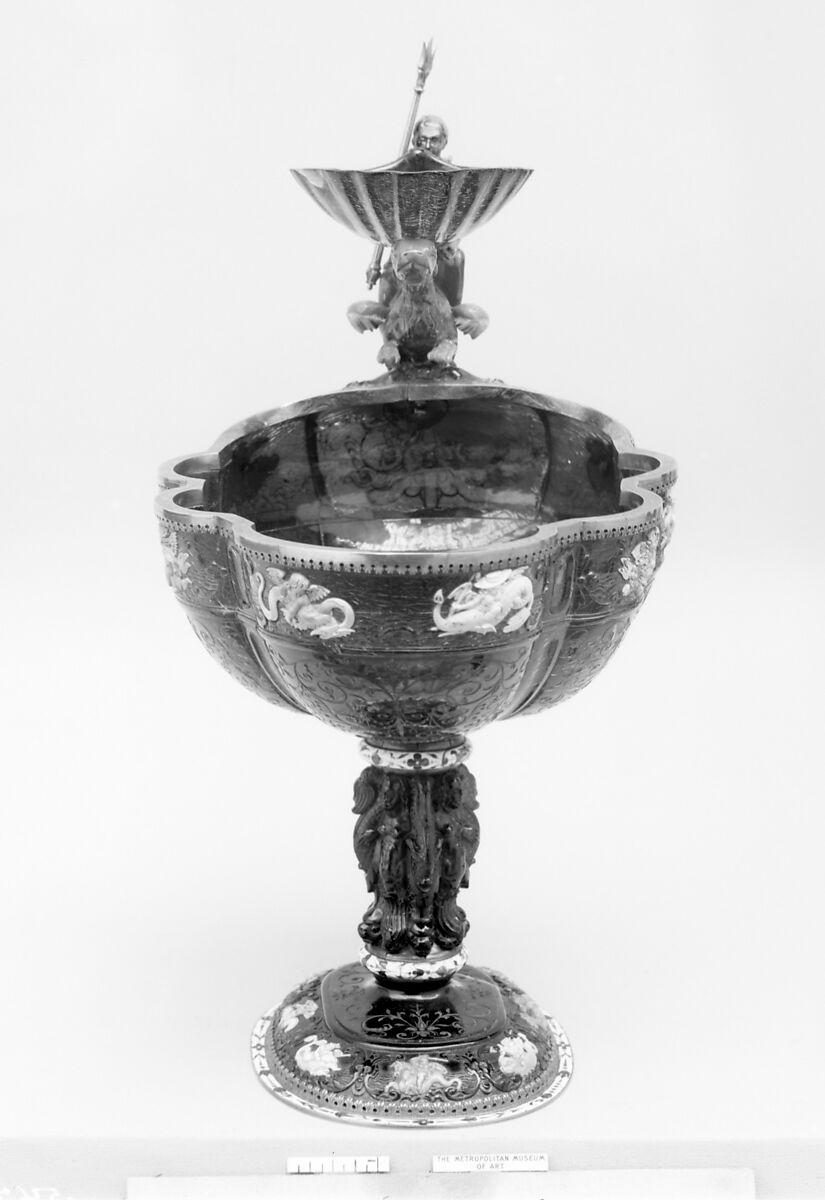 Cup, Probably by Jakob Heise (German, active Königsberg 1654–63), Amber, silver gilt, ivory (?), and enamel, German, Königsberg