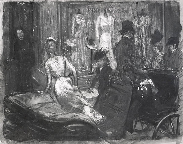 At the Milliner's, William James Glackens (American, Philadelphia, Pennsylvania 1870–1938 Westport, Connecticut), Pastel on paper, mounted on cardboard, American