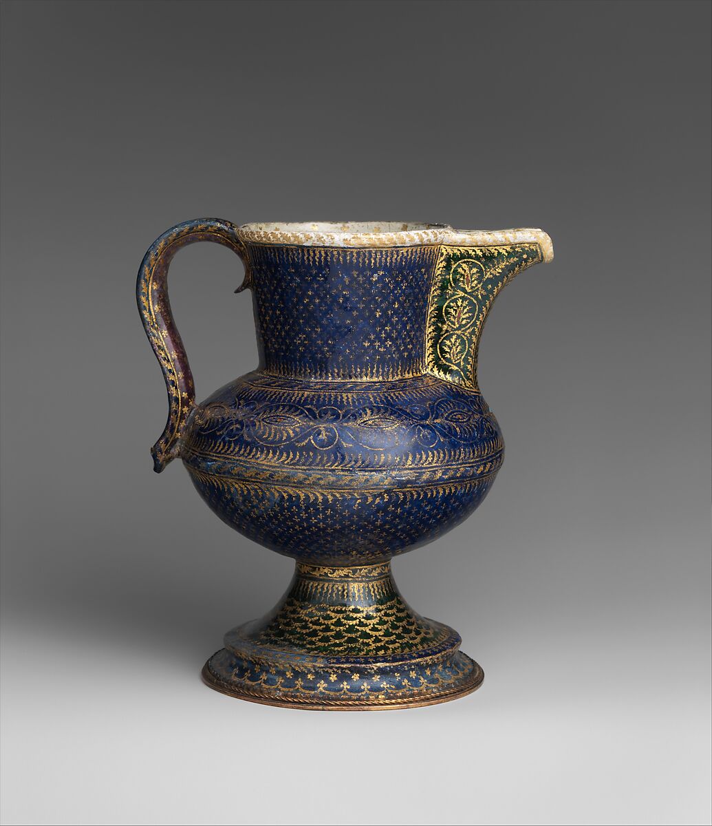 Ewer, Painted enamel on copper, partly gilt; gilt brass, Italian, Venice