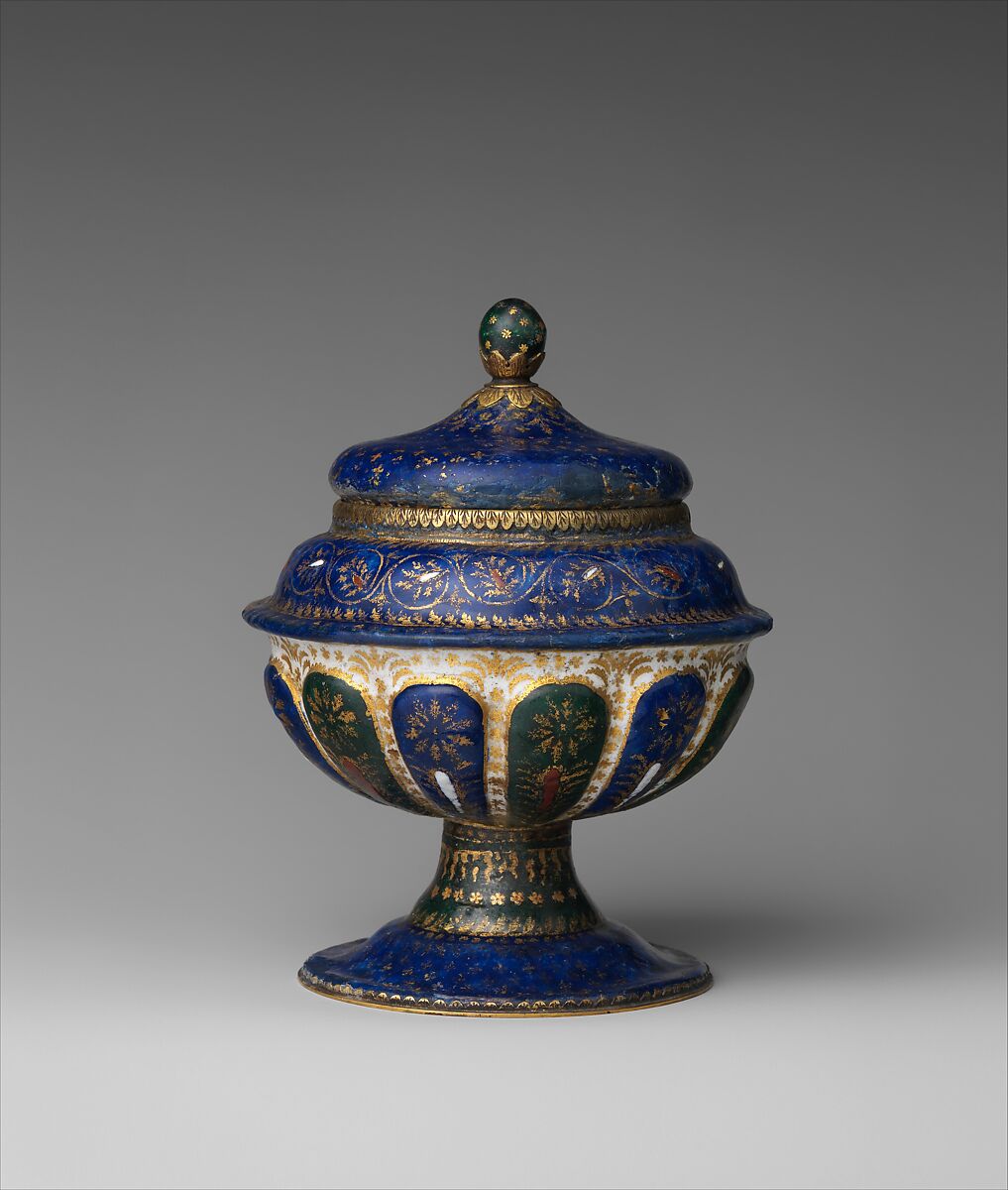 Cup with cover, Painted enamel on copper, partly gilt, Italian, Venice