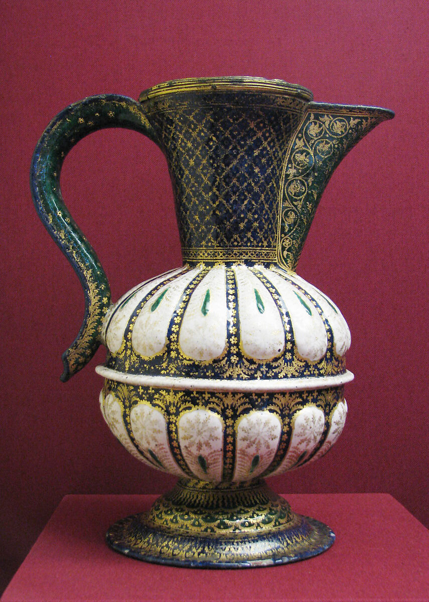 Ewer, Painted enamel on copper, partly gilt; gilt brass, Italian, Venice