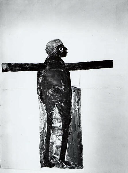 Black Jesus, Bill Traylor (American, Benton, Alabama ca. 1853–1949 Montgomery, Alabama), Gouache and pencil on cardboard, American